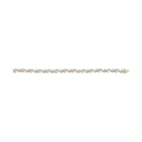 10k Yellow Gold 3.00 Cttw Round-Cut and Baguette-Cut Floral Link 7.25