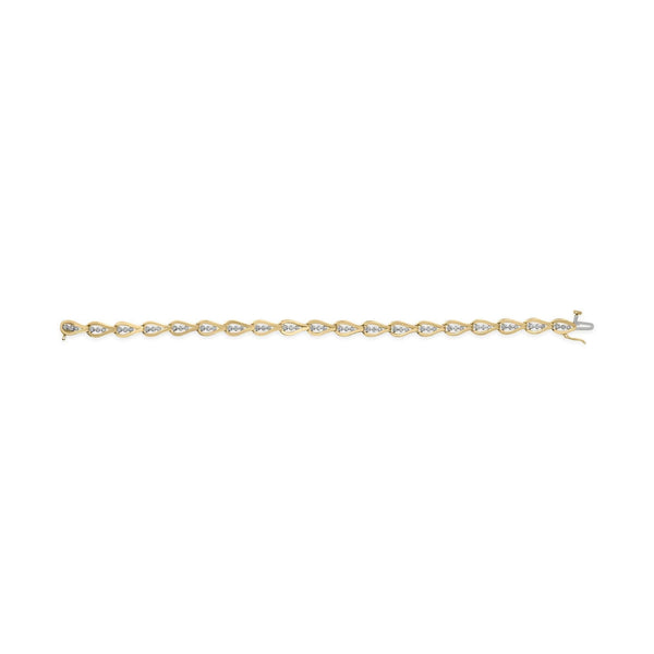 10k Yellow Gold 1/3 Cttw Diamond 3 Stone Teardrop Design Link Bracelet (I-J Color, I1-I2 Clarity) - 7.25