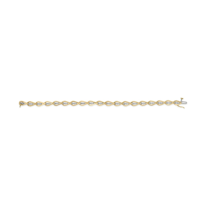 10k Yellow Gold 1/3 Cttw Diamond 3 Stone Teardrop Design Link Bracelet (I-J Color, I1-I2 Clarity) - 7.25