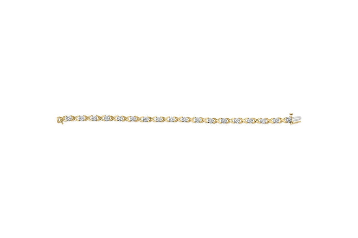 10K White Gold 1.00 Cttw Diamond Floral Cluster and X-Link 7.25