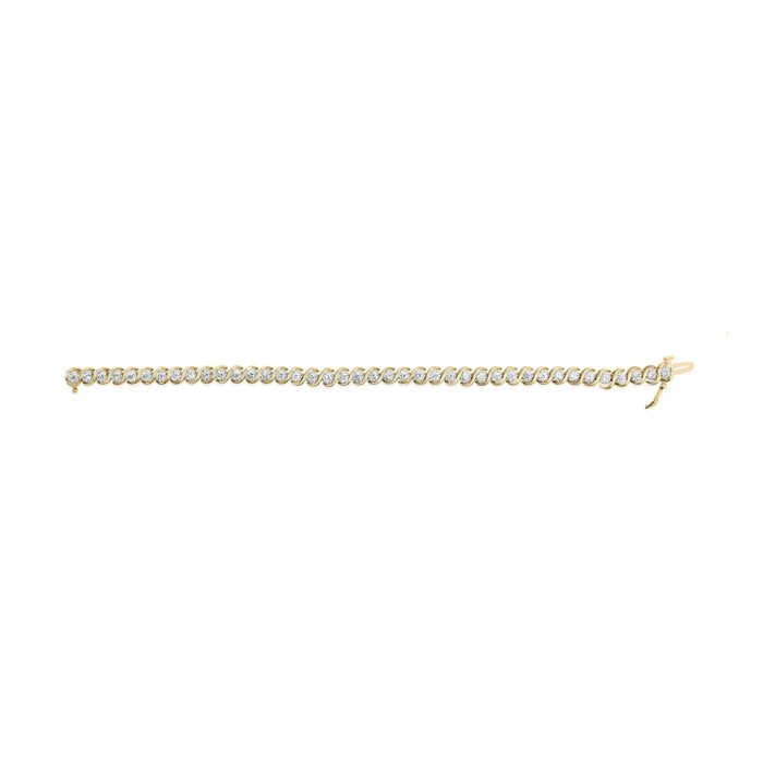 10K Yellow Gold 3 cttw Round-Cut Diamond Spiral Link 7.50