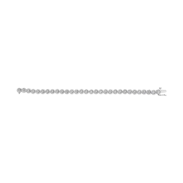 14K White Gold 2.00 Cttw Diamond Halo Link Tennis Bracelet (H-I Color, I1-I2 Clarity) - 7