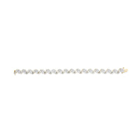 10k Yellow Gold 5.00 Cttw Round-Cut and Baguette-Cut Diamond Floral Link 7.25