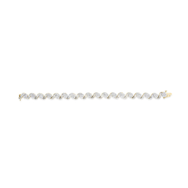10k Yellow Gold 5.00 Cttw Round-Cut and Baguette-Cut Diamond Floral Link 7.25