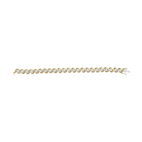 10K Yellow Gold 4.00 Cttw Round-Cut Diamond Floral Link 7.5
