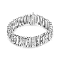 .925 Sterling Silver 8 1/2 Cttw Diamond 7 Row Chevron 