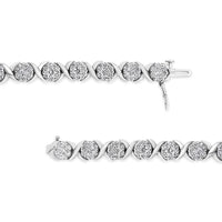 14K White Gold 6-1/3 Cttw Round Brilliant-Cut Diamond Round Cluster & X-Link 7