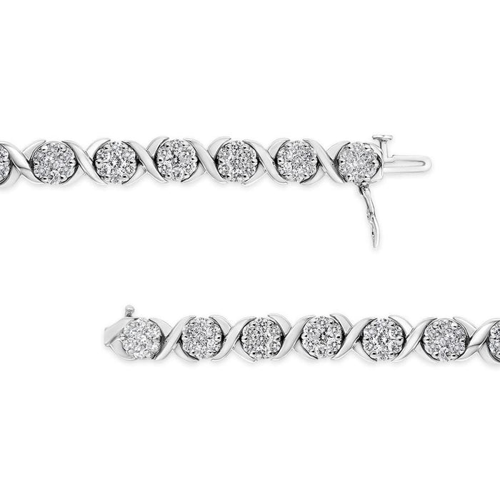 14K White Gold 6-1/3 Cttw Round Brilliant-Cut Diamond Round Cluster & X-Link 7