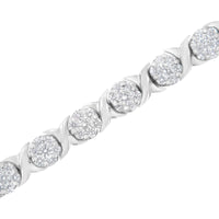14K White Gold 4 7/8 Cttw Round Brilliant-Cut Diamond Round Cluster & X-Link 7