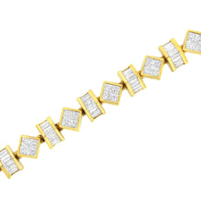14K Yellow Gold Princess and Baguette Diamond Modern Link Bracelet(7.50 cttw,G-H Color,VS1-VS2 Clarity)-3