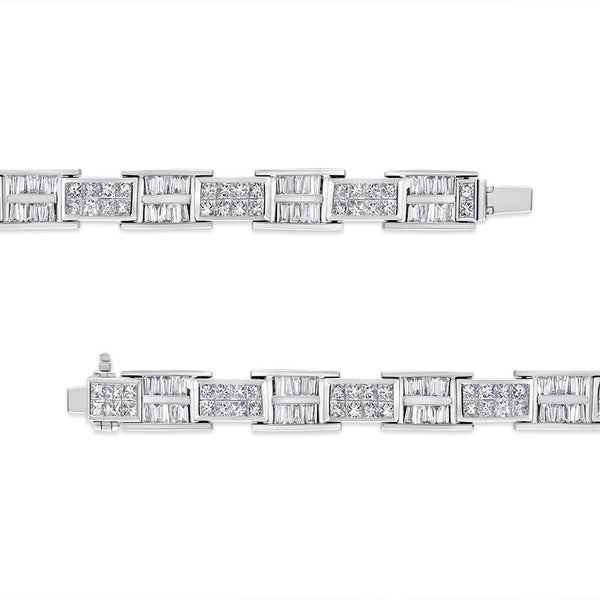 14K White Gold 10 5/8 Cttw Diamond Panel Link Bracelet  - 7