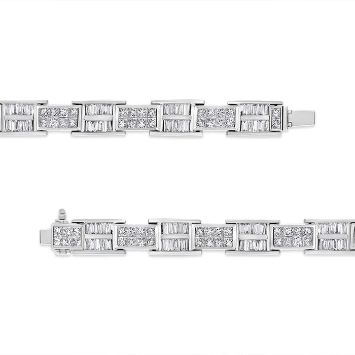 14K White Gold 10 5/8 Cttw Diamond Panel Link Bracelet  - 7