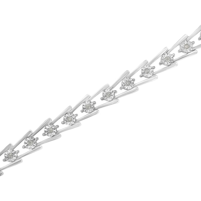 .925 Sterling Silver 1/4 cttw Miracle Set Diamond Sleek and Open 