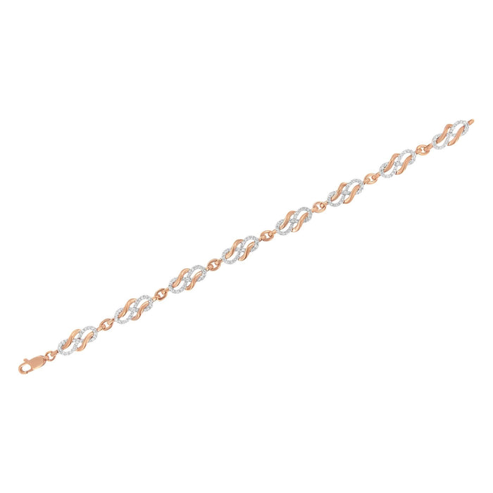 10K Rose Gold 1.0 Cttw Diamond Infinity Loop and Swirl Link Bracelet (I-J Color, I2-I3 Clarity) - 7.25
