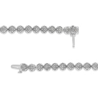 .925 Sterling Silver 1.0 Cttw Diamond Miracle-Plate Open Quatrefoil Flower Circle-Link 7