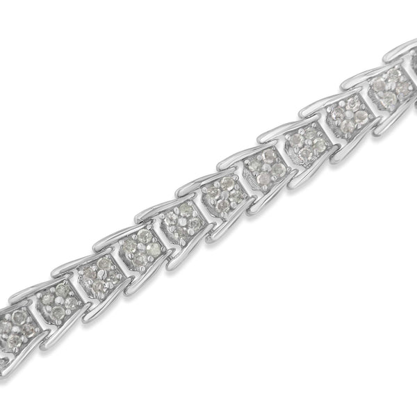 10k White Gold 2 cttw Diamond Fan-Shaped Link Tennis Bracelet (I-J Clarity, I3 Color) - Size 7.25