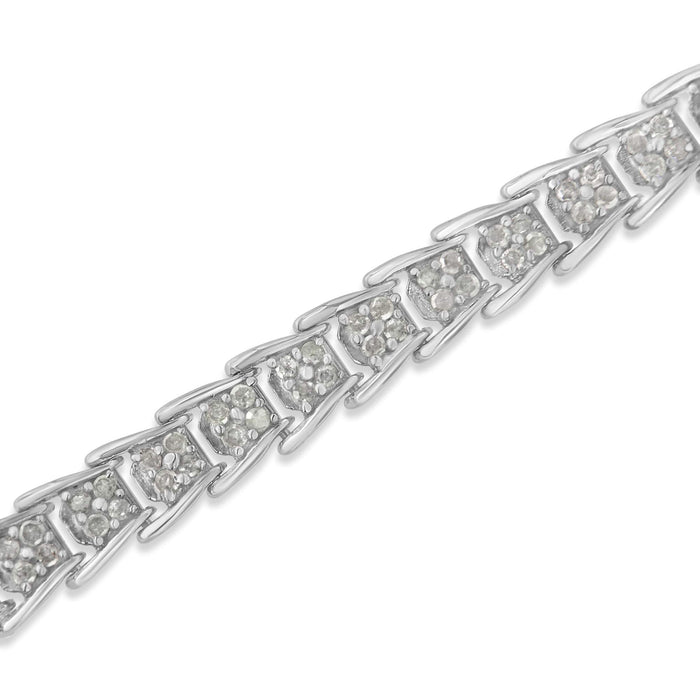 10k White Gold 2 cttw Diamond Fan-Shaped Link Tennis Bracelet (I-J Clarity, I3 Color) - Size 7.25