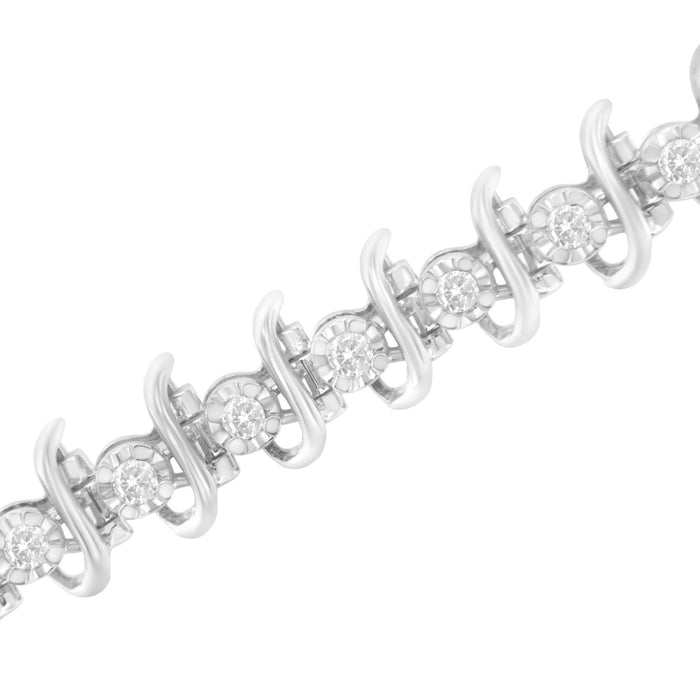 .925 Sterling Silver 1 cttw Prong-Set Diamond Link Bracelet (I-J, I1-I2) - 7.25