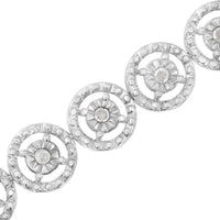 .925 Sterling Silver 1.0 Cttw Diamond Nested Circle Miracle Set Open Wheel 7