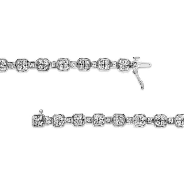 10K Gold 2.0 Cttw Diamond Square Link Bracelet (J-K Color, I2-I3 Clarity) - Size 7.25