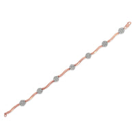 .925 10k Rose Gold Over Sterling Silver 1.0 cttw Diamond Floral Link Bracelet (I-J Color,I3 Clarity)