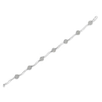 .925 Sterling Silver 1.0 cttw Miracle-Set Diamond 7 Stone Floral Cluster Link Bracelet (I-J Color, I3 Clarity) -7