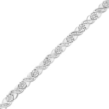 .925 Sterling Silver 1.0 Cttw Round-Brilliant and Baguette Cut Diamond Miracle-Set X-Link 7" Tennis Bracelet (I-J Color, I2-I3 Clarity)-3