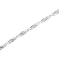 .925 Sterling Silver 1-1/2 Cttw Round and Baguette Cut Diamond Wave Link Bracelet (I-J Color, I2-I3 Clarity) - 7