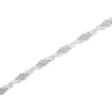 .925 Sterling Silver 1-1/2 Cttw Round and Baguette Cut Diamond Wave Link Bracelet (I-J Color, I2-I3 Clarity) - 7"-3