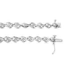.925 Sterling Silver 1/10 Cttw Round-Cut Diamond Links of Flame Bracelet (I-J Color, I3) - 7.25"-3