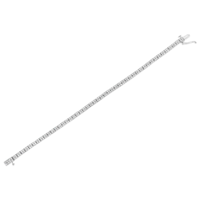 .925 Sterling Silver 3.0 Cttw Prong-Set Round Diamond 2 Row Link Tennis Bracelet (I-J Color, I3 Clarity) - 7.25