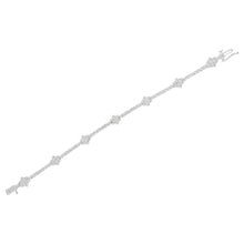 .925 Sterling Silver 1.0 cttw Miracle-Set Diamond Floral Station Tennis Bracelet (I-J Color, I3 Clarity) - 7-1/2"-3