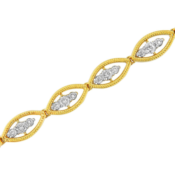 10K Yellow Gold Plated .925 Sterling Silver 1 cttw Prong Set Round-Cut Diamond Link Bracelet (J-K Color, I1-I2 Clarity) - 7.25
