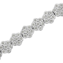 .925 Sterling Silver 2.0 cttw Diamond 7 Stone Floral Cluster Link Bracelet (I-J Color, I3 Clarity) -7.25"-3