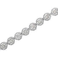 .925 Sterling Silver 1/2 Cttw Miracle Set Round Diamond Bezel Design Link Bracelet (I-J Color, I2-I3 Clarity) - 7.25