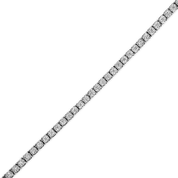 14K White Gold 1.0 Cttw Miracle Set Round-Cut Lab Grown Diamond Illusion Tennis Bracelet (F-G Color, VS2-SI1 Clarity) Size 7