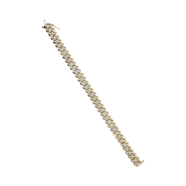 10K Yellow Gold 5.0 Cttw Diamond Double Row S-Link Cuban Bracelet (J-K Color, I2-I3 Clarity) - 7.25