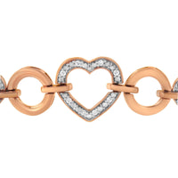 10K Rose Gold over .925 Sterling Silver 1/10 Cttw Round-Cut Diamond Heart Link Adjustable Bolo Bracelet (H-I Color, I2-I3 Clarity) - 6