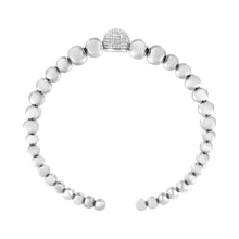 .925 Sterling Silver 1/6 Cttw Diamond Rondelle Graduated Ball Bead Cuff Bangle Bracelet (I-J color, I2-I3 clarity) - Fits wrists up to 7 1/2 inches-3