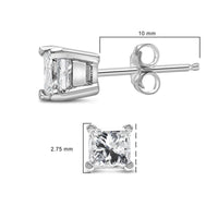 .925 Sterling Silver 1/4 Cttw Princess-Cut Diamond Solitaire Stud Earrings (H-I Color, I3 Clarity)