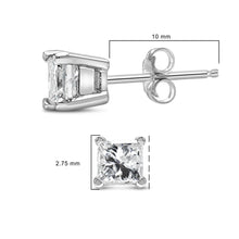 .925 Sterling Silver 1/4 Cttw Princess-Cut Diamond Solitaire Stud Earrings (H-I Color, I3 Clarity)-3