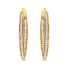 10K Yellow Gold 1/2 Cttw Round-Cut Diamond Modern Hoop Earrings (I-J Color, I2-I3 Clarity)-3