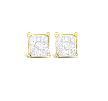 10K Yellow Gold Princess-cut Composite 18-stone Diamond Earrings (0.25 CTTW, J-K color, I2-I3 clarity)-3