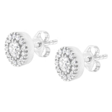 14k White Gold 1 cttw Diamond Halo Stud Earrings (I-J Clarity, I1-I2 Color)-3