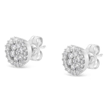 14K White Gold 1/2 Cttw Brilliant-Cut Diamond Halo-Style Cluster Round Button Stud Earrings (H-I Color, I1-I2 Clarity)-3