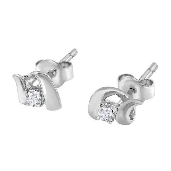 .925 Sterling Silver Round Cut Diamond Fashion Earrings (0.10 cttw, I-J Color, I2-I3 Clarity)