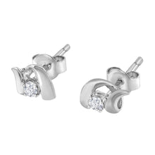 .925 Sterling Silver Round Cut Diamond Fashion Earrings (0.10 cttw, I-J Color, I2-I3 Clarity)-3