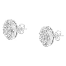 .925 Sterling Silver 1/4 Cttw Baguette and Round Diamond Swirl Love Knot Stud Earrings (I-J Color, I3 Clarity)-3