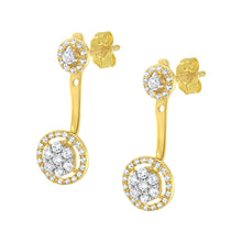 14K Yellow Gold Plated .925 Sterling Silver 5/8 Cttw Diamond Removable Stud and Dangle Earrings (I-J Color, I2-I3)-3