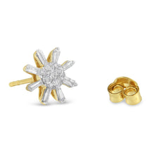 10k Yellow Gold Round and Baguette Diamond Stud Earring (0.50 cttw, H-I Color, I2-I3 Clarity)-3